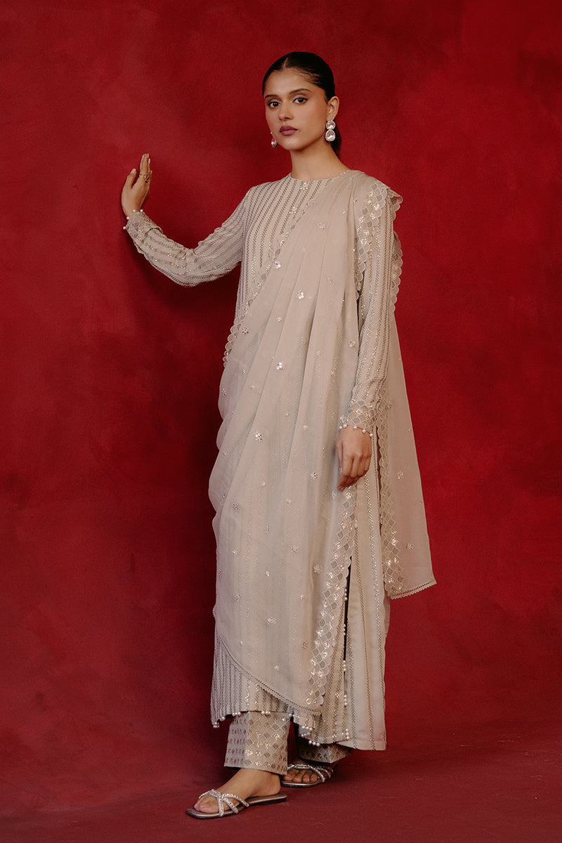 PRIMROSE ASH-4 PIECE CHIFFON EMBROIDERED SUIT