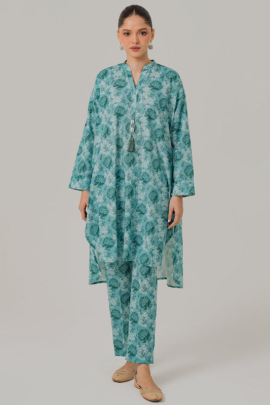 MINT BLUE-2 PIECE KHADDAR PRINTED SUIT