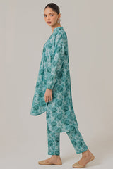 MINT BLUE-2 PIECE KHADDAR PRINTED SUIT