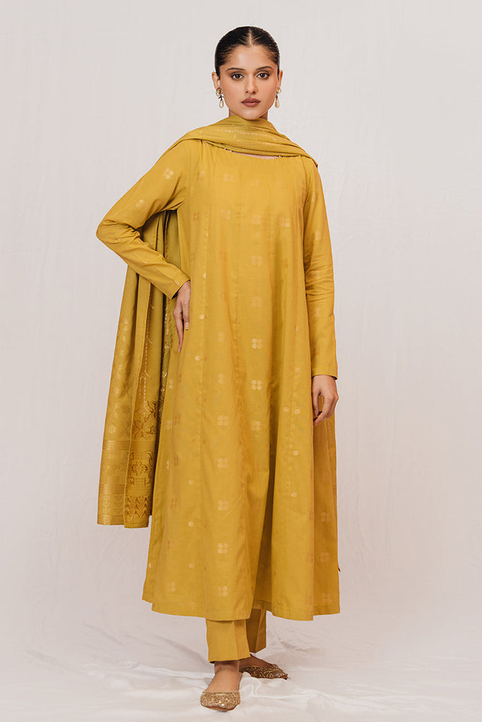 MUSTARD SPECK-3 PIECE JACQUARD SUIT