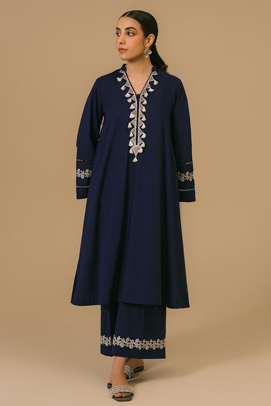 MEDIEVAL BLUE-2 PIECE CAMBRIC EMBROIDERED SUIT