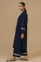 MEDIEVAL BLUE-2 PIECE CAMBRIC EMBROIDERED SUIT