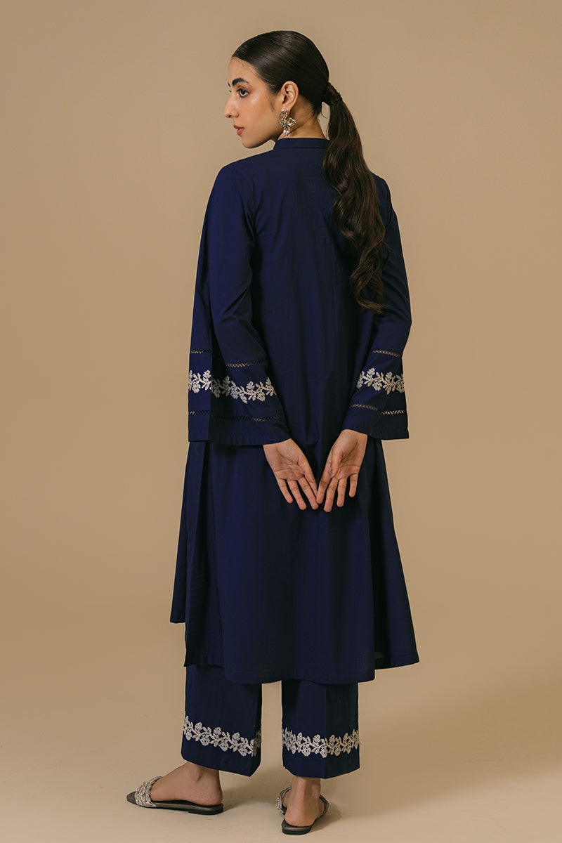 MEDIEVAL BLUE-2 PIECE CAMBRIC EMBROIDERED SUIT