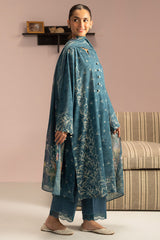 TEAL DUST-3PC PRINTED LAWN SUIT