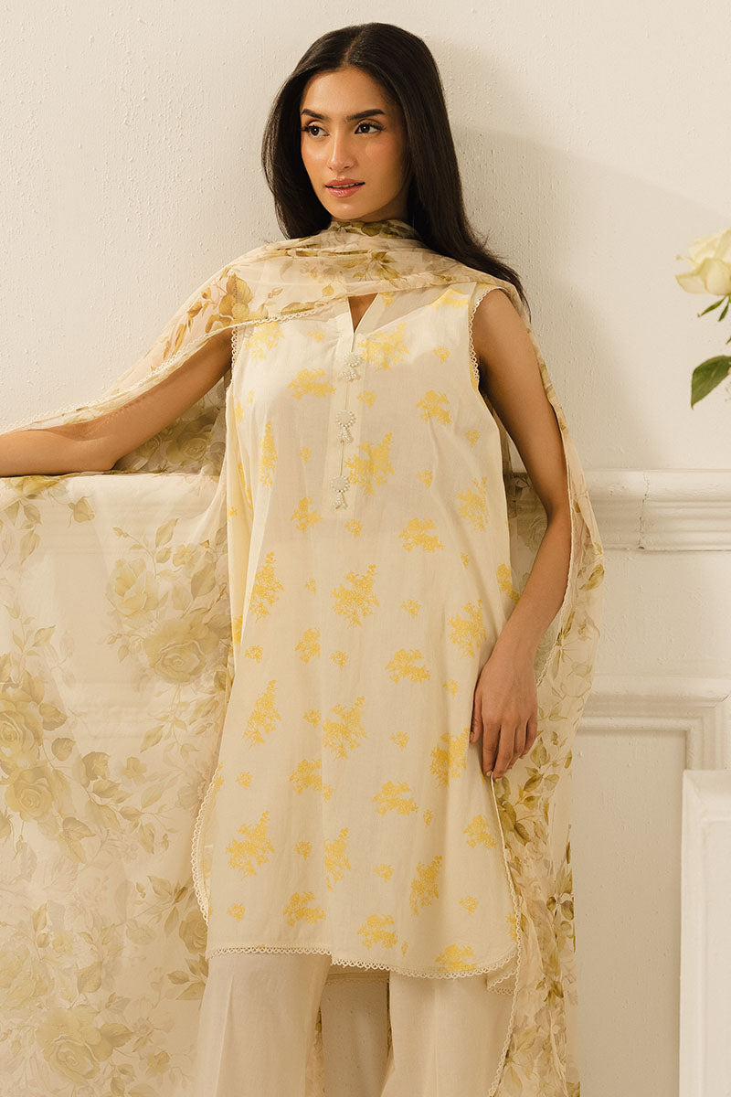 MUSTARD MELODY-3 PC PRINTED LAWN SUIT