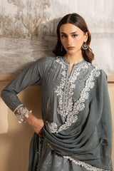 SOFT GRAPHITE- 3PC EMBROIDERED LAWN SUIT