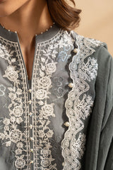 SOFT GRAPHITE- 3PC EMBROIDERED LAWN SUIT