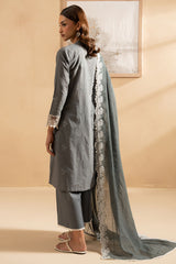 SOFT GRAPHITE- 3PC EMBROIDERED LAWN SUIT