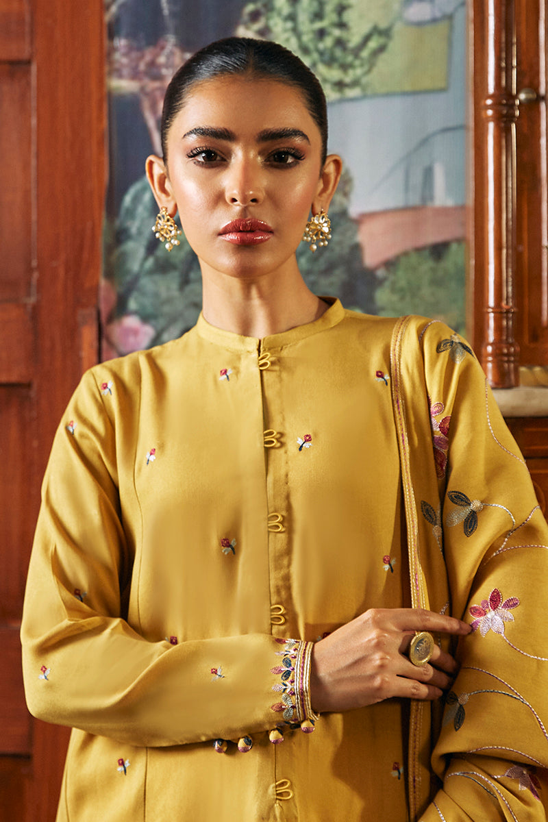 MUSTARD GLORY-2 PIECE MARINA EMBROIDERED SUIT
