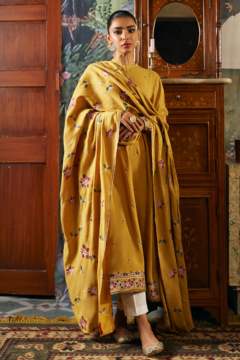 MUSTARD GLORY-2 PIECE MARINA EMBROIDERED SUIT