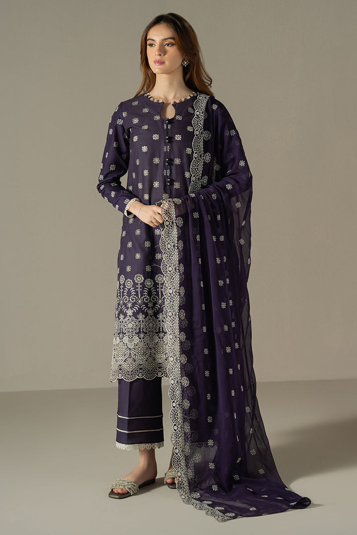 Cross Stitch Chikankari Embroidered Lawn Suit Unstitched 3 Piece CS24C-2 D-04 Pale Mauve - Summer Collection