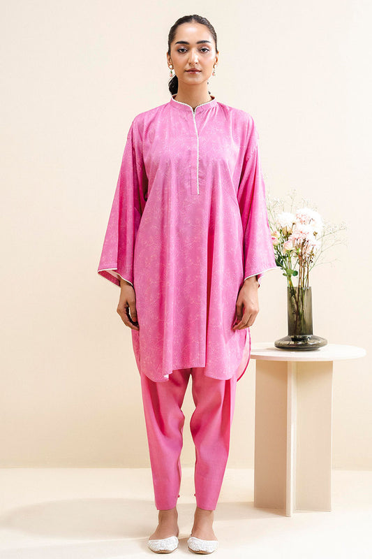 MISTY PINK-2 PC PRINTED LINEN SUIT