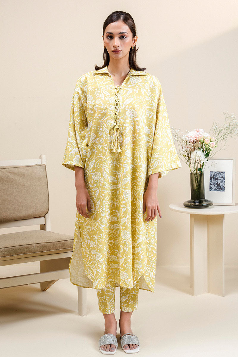 OCHRE CHARM-2 PC PRINTED KHADDAR SUIT