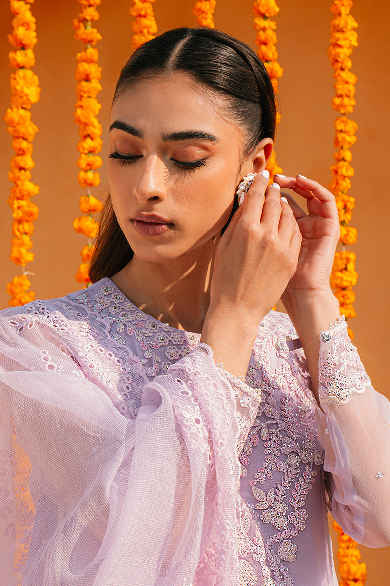 LILAC WHISPER-2 PIECE ORGANZA EMBROIDERED SUIT
