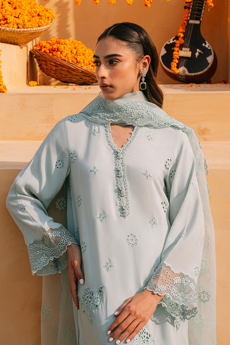 CLOUD BURST-3 PIECE SILK EMBROIDERED SUIT