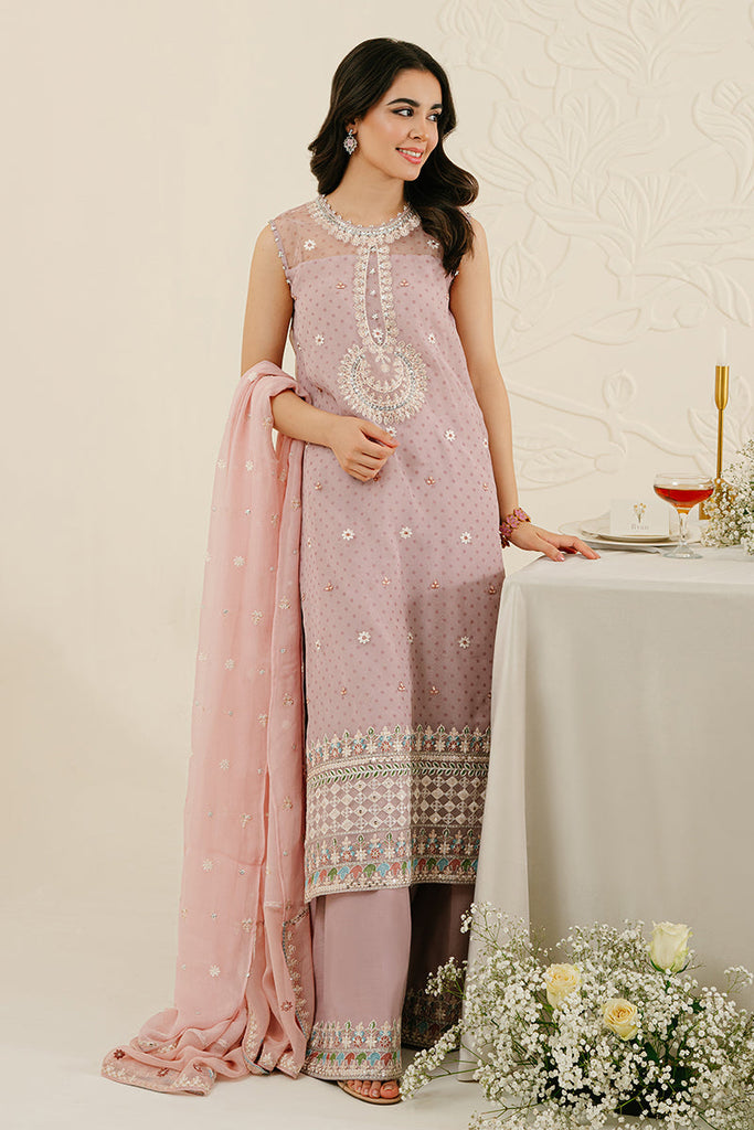 CRADLE PINK-4PC ORGANZA EMBROIDERED SUIT