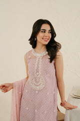 CRADLE PINK-4PC ORGANZA EMBROIDERED SUIT