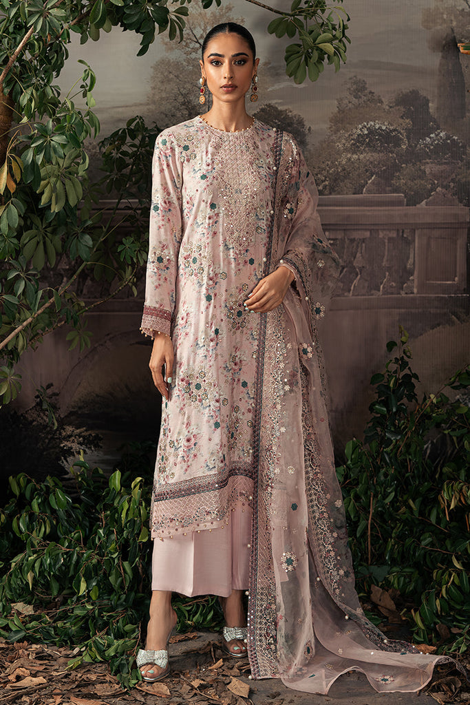 PINK CARNATION-3PC SILK  EMBROIDERED SUIT