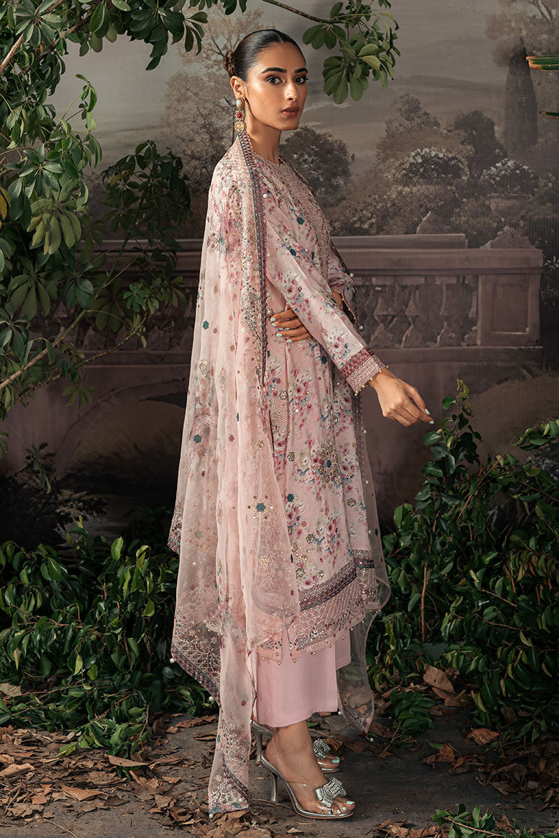 PINK CARNATION-3PC SILK  EMBROIDERED SUIT