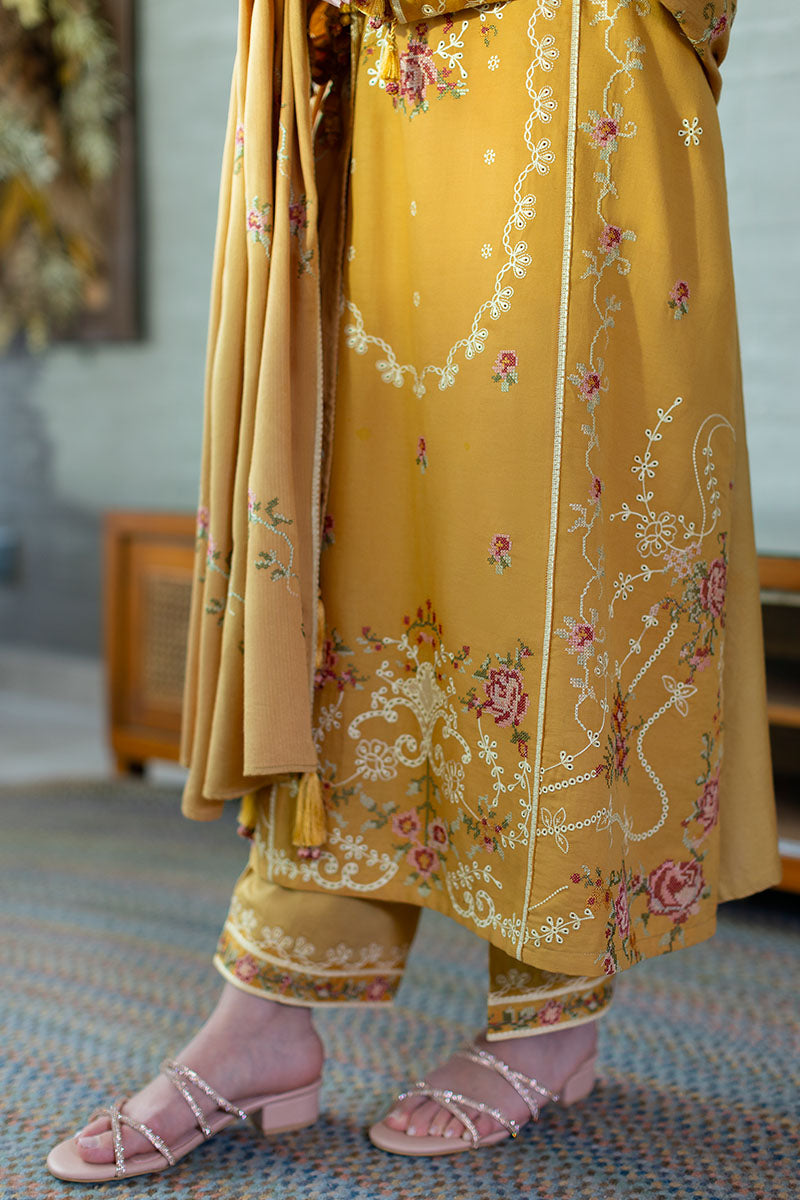 ROSETTE BLISS-3PC SATIN EMBROIDERED SUIT