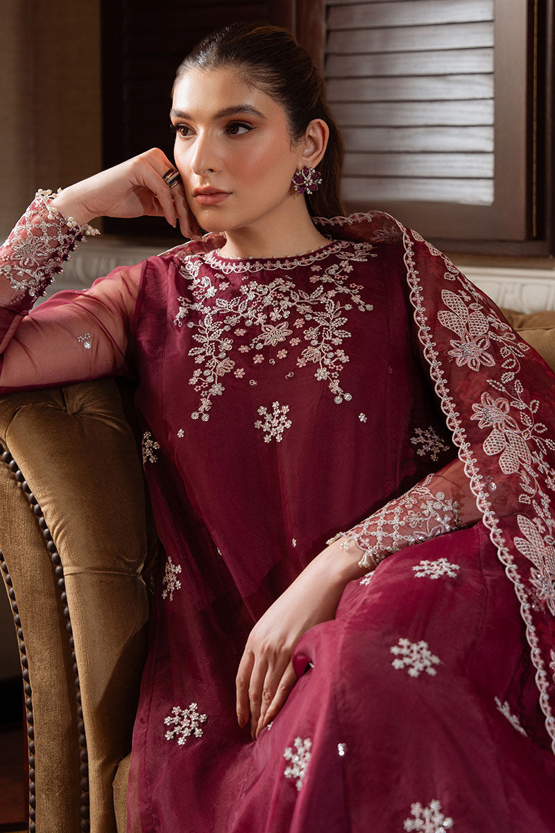 BERRY BLUSH-4PC ORGANZA EMBROIDERED SUIT