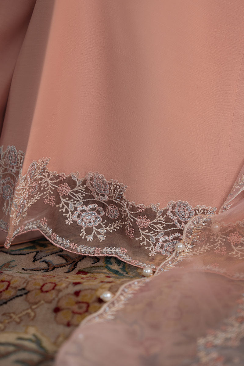 CORAL BLOOM-4PC ORGANZA EMBROIDERED PRET