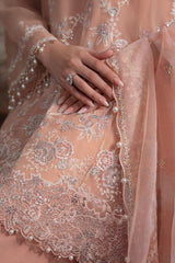 CORAL BLOOM-4PC ORGANZA EMBROIDERED PRET