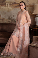 CORAL BLOOM-4PC ORGANZA EMBROIDERED PRET