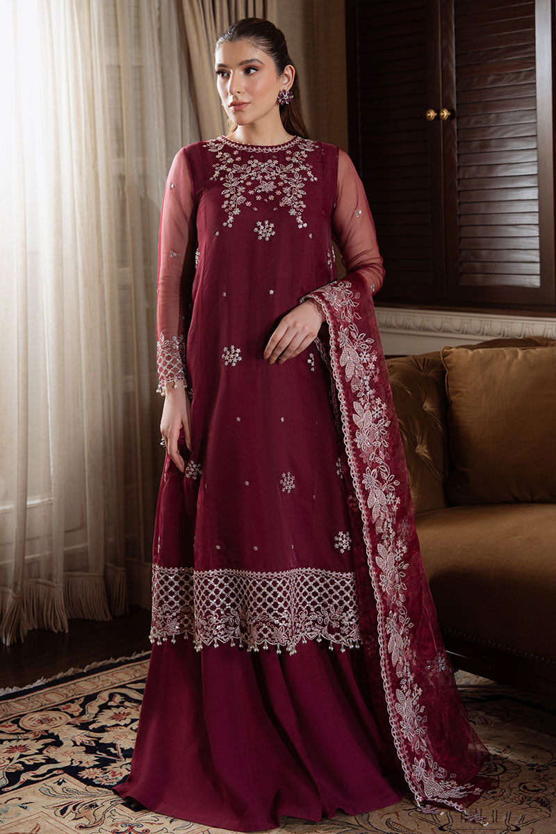 BERRY BLUSH-4PC ORGANZA EMBROIDERED SUIT