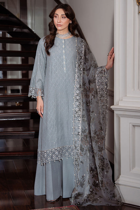 DUSKY SMOKE-3PC SILK EMBROIDERED SUIT