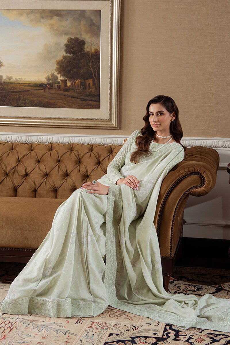 SOFT MELLOW-4PC CHIFFON EMBROIDERED SUIT