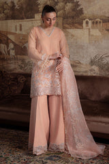 CORAL BLOOM-4PC ORGANZA EMBROIDERED PRET