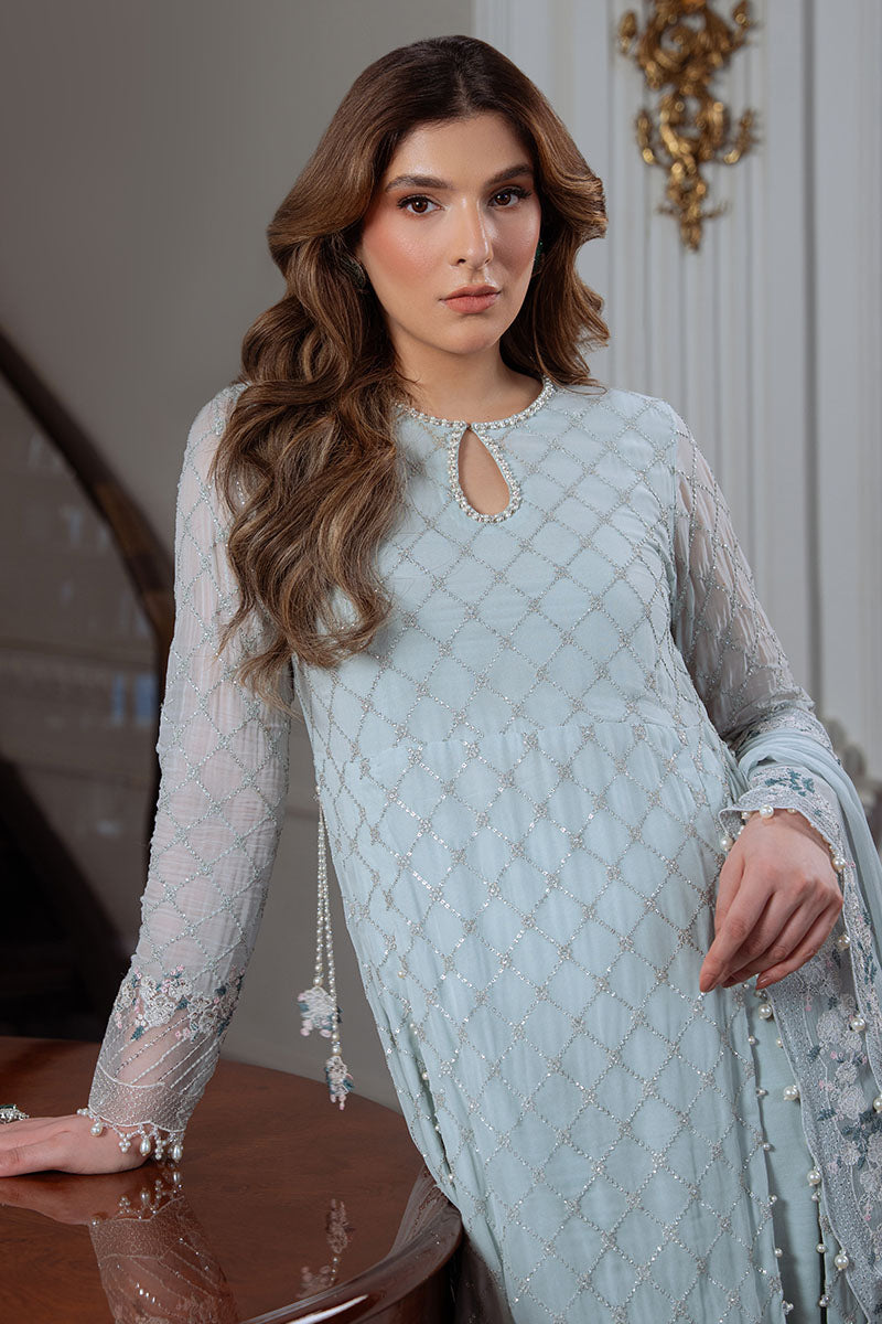 AQUA ICE-4PC CHIFFON EMBROIDERED SUIT