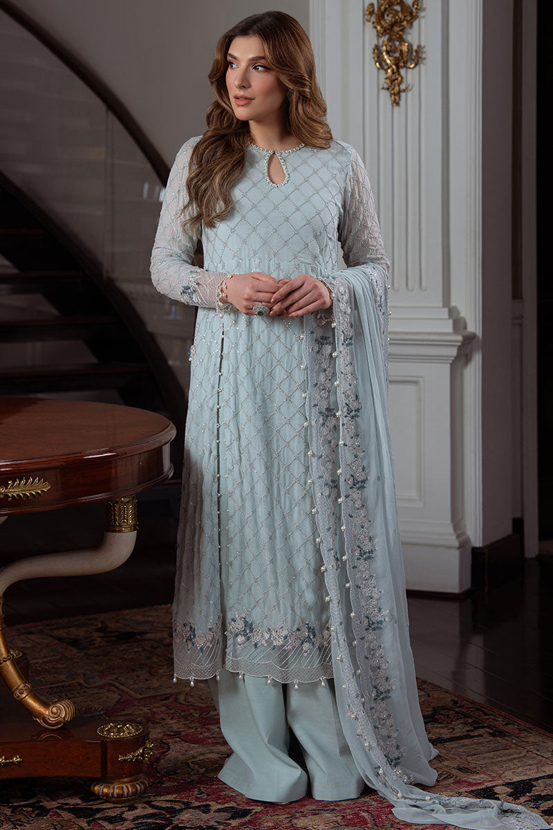 AQUA ICE-4PC CHIFFON EMBROIDERED SUIT