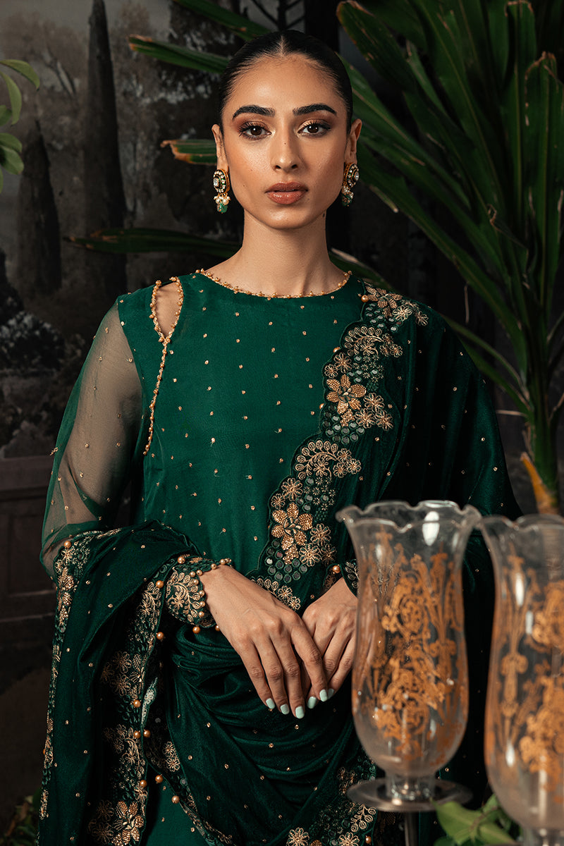 SAGE GREEN-4PC ORGANZA EMBROIDERED SUIT