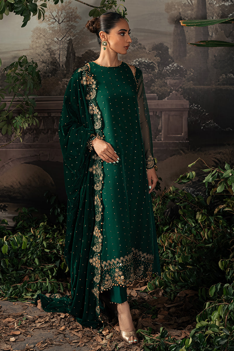 SAGE GREEN-4PC ORGANZA EMBROIDERED SUIT