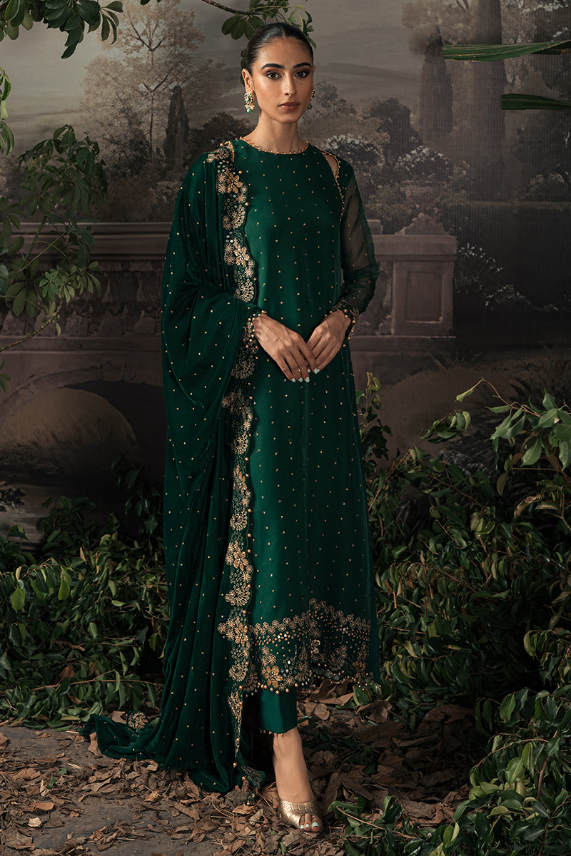 SAGE GREEN-4PC ORGANZA EMBROIDERED SUIT