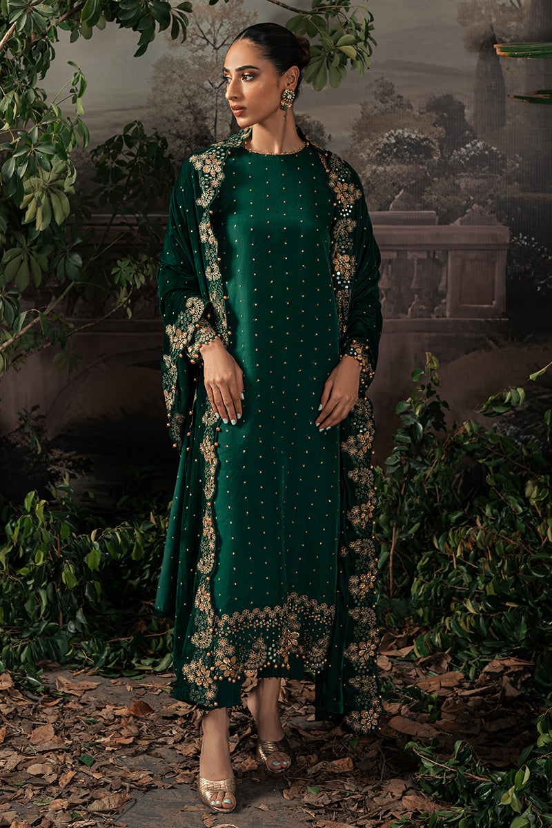 SAGE GREEN-4PC ORGANZA EMBROIDERED SUIT
