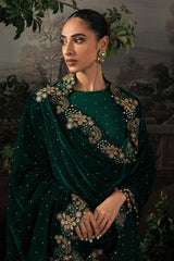 SAGE GREEN-4PC ORGANZA EMBROIDERED SUIT