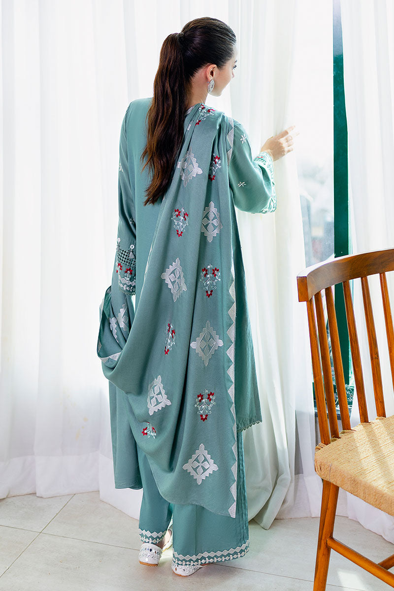 SAGE LOOM-3PC SATIN EMBROIDERED SUIT