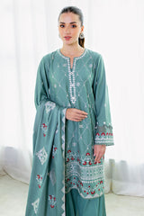 SAGE LOOM-3PC SATIN EMBROIDERED SUIT