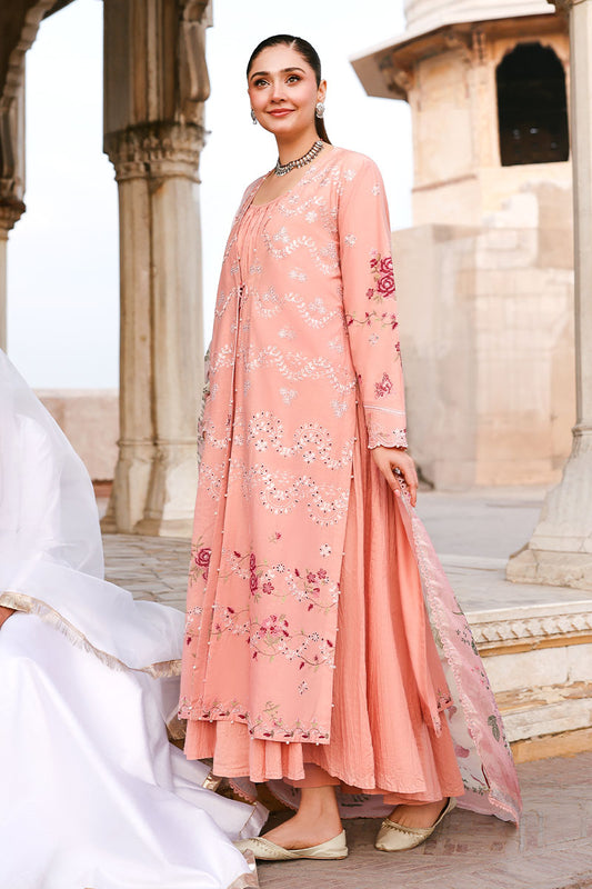 DUSKY ROSE-3PC EMBROIDERED LAWN SUIT