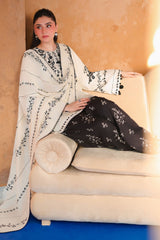 IVORY NOIR-3PC SATIN PRINTED SUIT