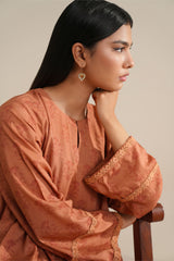 FADED RUST -2PC LINEN PRINTED SUIT