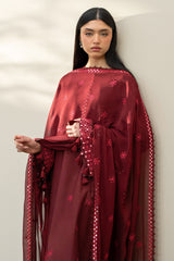 WINDSOR RED-3PC EMBROIDERED LAWN SUIT