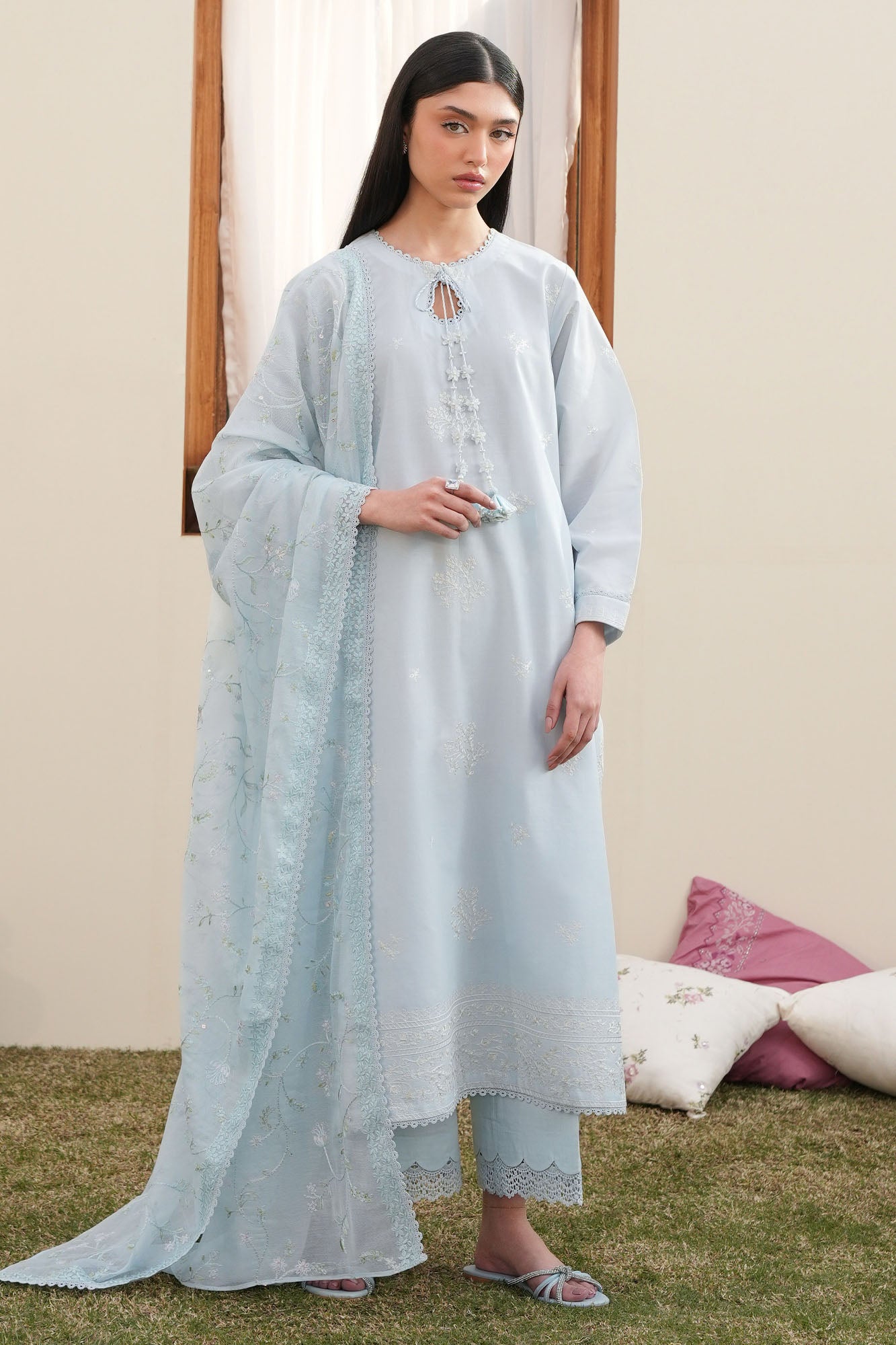 FROSTED MIST-3PC EMBROIDERED LAWN SUIT