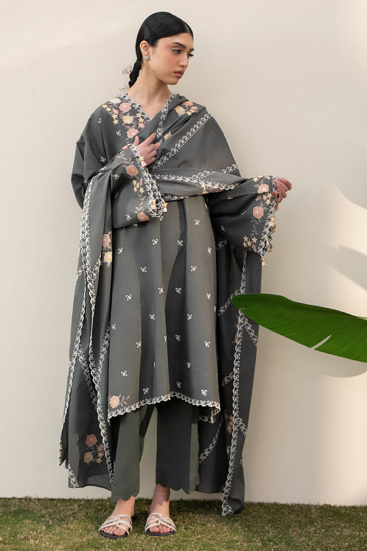 DEEP FOREST-3PC EMBROIDERED LAWN SUIT