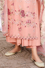 DUSKY ROSE-3PC EMBROIDERED LAWN SUIT
