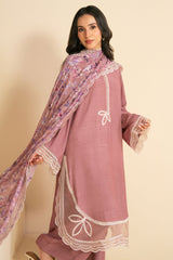 DEEP BLUSH-3PC (SHIRT, TROUSER & DUPATTA)