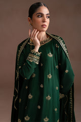 EMERALD GOLD-3PC SILK EMBROIDERED SUIT